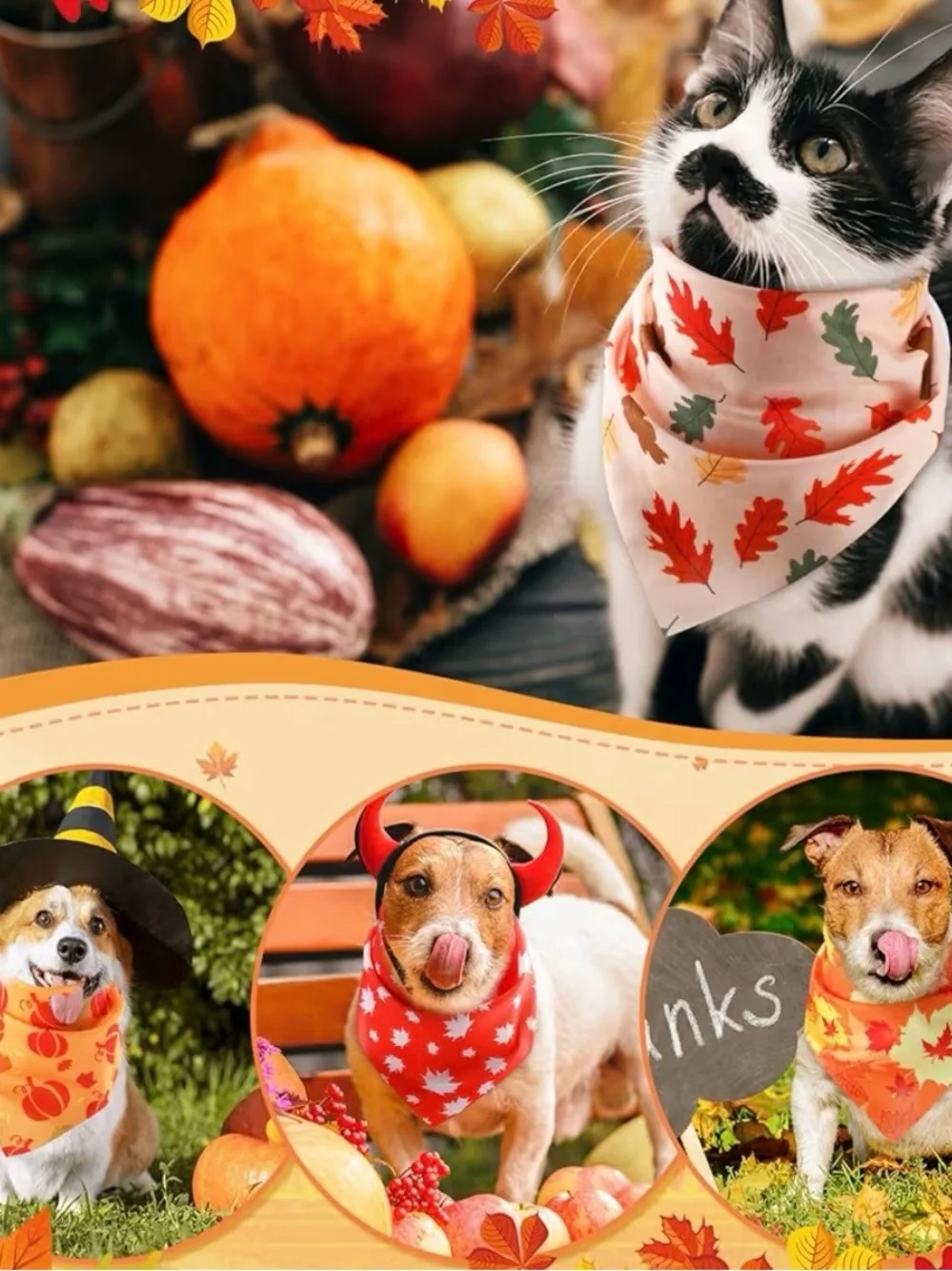 93 Pieces Autumn/Fall Dog Bandanas Bulk/Triangle Scarves for small/Medium Dogs